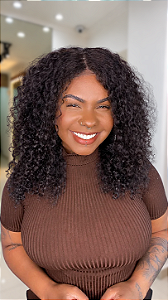 Peruca Cabelo Humano Fake Scalp Cachos Afro Couro Cabeludo Perfeito 40cm