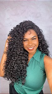 Peruca Lace Front HD Fibra Biovegetal Cacheada Rafaela Lux Castanho Escuro 2