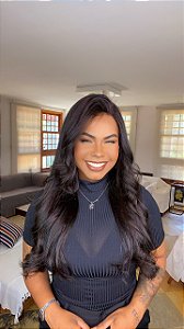 Peruca Lace Front Cabelo Humano Maria Luísa Castanho Escuro