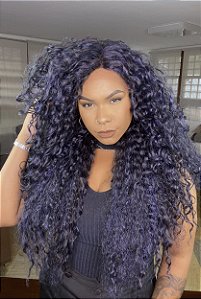 Peruca Lace Front Fibra Premium Cacheada Blue