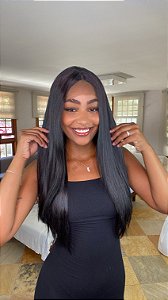Peruca Lace Front Fibra Premium Geyza Preta