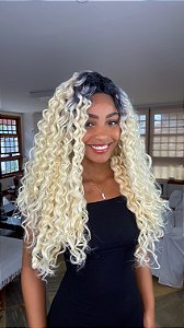 Peruca Lace Front Fibra Premium Cacheada Fany Loira