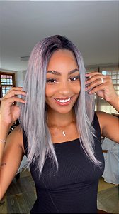 Peruca Lace Front Fibra Premium Kauane Platinada