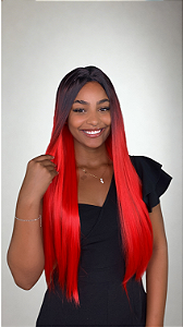 Peruca sintetica fibra futura Juliana Sem Franja Vermelho