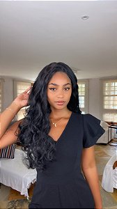 Peruca Lace Front Fibra Futura Ondulada Kayla Preta