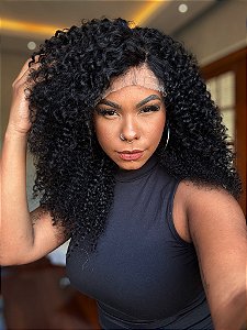 Peruca Lace Front Cabelo Humano Cacheado Kinky