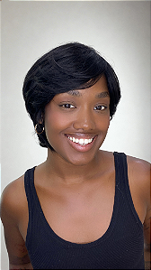 Peruca Cabelo Humano Píxie Rihanna Preta