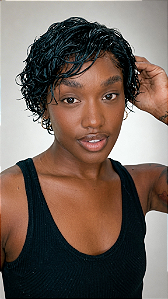 Peruca Cabelo Humano Píxie Rihanna Preta