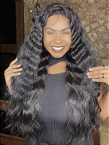 Lace Front HD Fibra Premium Ondulada Deep Waver 003 Preto 1B