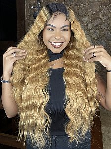 Lace Front HD Fibra Premium Ondulada Deep Waver 003 Loiro Dourado