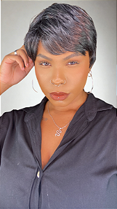 Peruca Fibra Orgânica Pixie Daniela Mechas Grisalho 280