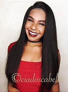 Peruca full lace glueless cabelo humano 55 cm