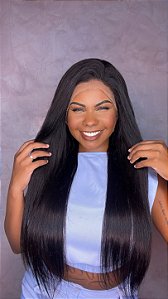 Peruca full lace glueless cabelo humano 55 cm
