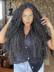 Peruca Lace Fibra Premium Cachos Afro Madison Preto 1B