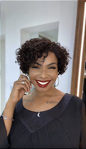 Peruca Lace Front L Part Cabelo Humano Laura 55 Preta 1B