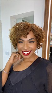 Peruca Lace Front L Part Cabelo Humano Laura 55 Loiro Mechas 4/27