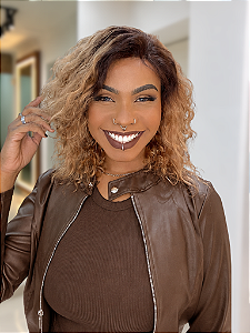 Peruca Lace Front Cabelo Humano Grace Ombré Loiro 1B/27
