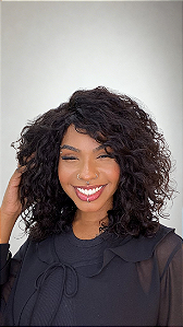 Wig Cabelo Humano Cacheado Buriti Castanho Escuro 2