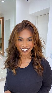 Lace Front Cabelo Humano Safira castanho mechas