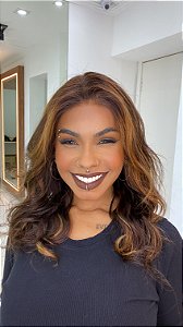 Peruca Lace Front Cabelo Humano Ondulado Safira Loiro Ombré 4/27