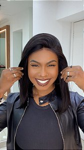 Peruca Lace Front Cabelo Humano Liso Castanho Escuro Analu