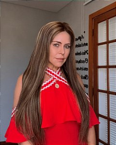 Peruca lace front cabelo humano longo mechas