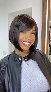 Peruca Fibra Orgânica Chanel Lina Castanho Escuro