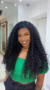 Peruca Lace Front Fibra Orgânica Cacheada Rubina Preta