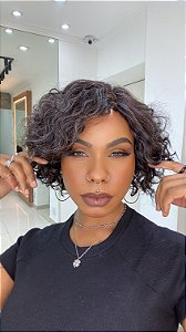 Peruca Lace Invisível Part Cabelo Humano Cacheado Rica Grisalha