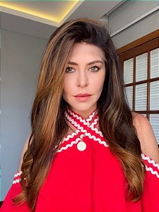 Peruca lace front cabelo humano longo sombre caramel