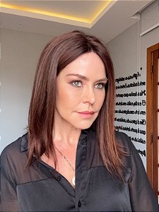 Peruca lace front cabelo humano long bob brown velvet