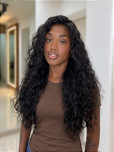 Peruca Lace Front Cabelo Humano Cacheada Longa Iza
