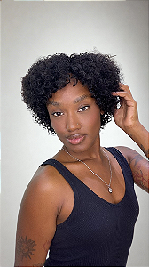 Peruca Cabelo Humano Cacheado Afro Zoe cor 1B 9083