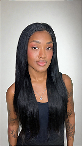 Peruca Lace Front Cabelo Humano Violet 26 Castanho Escuro