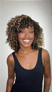 Peruca Cabelo Humano Cacheado Fox Water Mechas P4/27