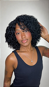 Peruca Cabelo Humano Cacheado Fox Water Preto 1B