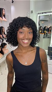 Peruca Cabelo Humano Cacheado Beck 30JC Preto 1B
