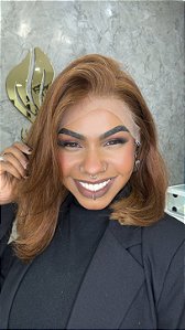 Peruca Lace Front Cabelo Humano Bob Caramel 35cm
