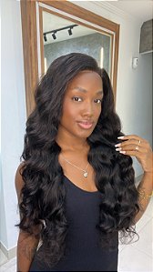 Peruca Lace Front Cabelo Humano Ondulado Dança 30 Castanho Escuro