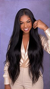 Peruca Lace Front Cabelo Humano Violet 32 Castanho Escuro