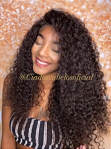 Peruca lace front cabelo humano Cacheada crespa Afro Dani