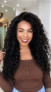 Lace front 13x6 Cabelo Humano Cacheada Paola Castanho Escuro