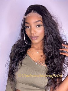 Peruca Cabelo Humano Fake Scalp Ondulada Couro Cabeludo Perfeito 60 cm