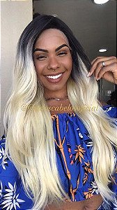 Peruca lace front cabelo humano ombre loiro super longa COD 203