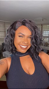 Peruca lace front fibra futura Chantel preta (TELA CORTADA)