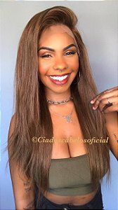 Peruca lace front cabelo humano loiro escuro S353