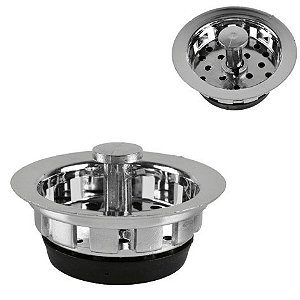 Ralo de Metal Cromado 6cm para Pia com Válvula