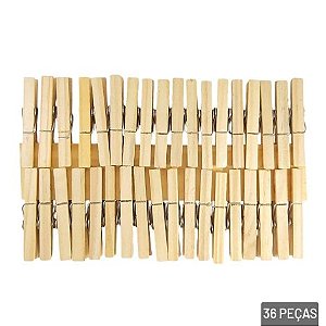 Prendedor de Roupa Madeira 36 Unidades