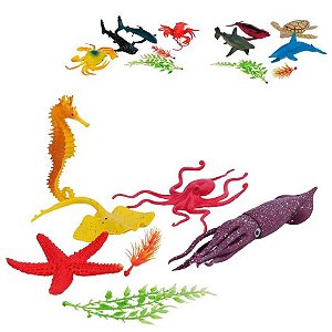 Kit Animais Aquáticos de Plástico 6 Peças