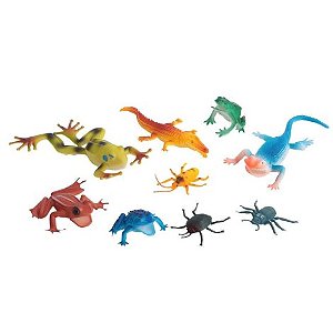 Kit Animais Répteis de Plástico 9 Peças Realistas